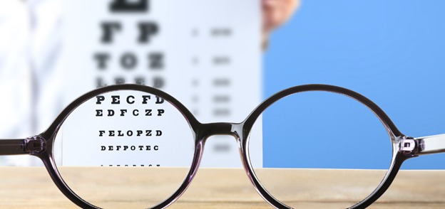Eyeglasses worn during eye checkups