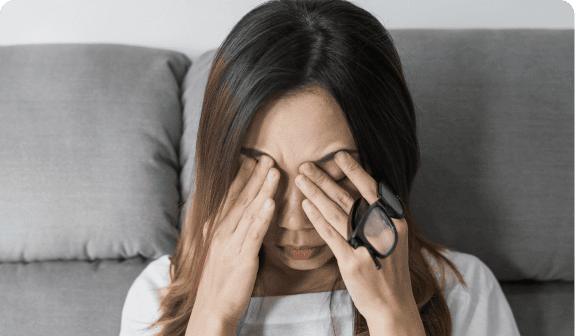 a woman with dry eye