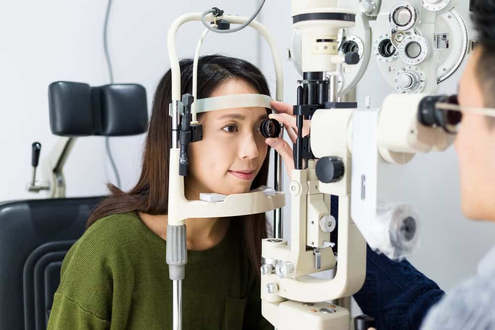 a patient seeing an eye doctor