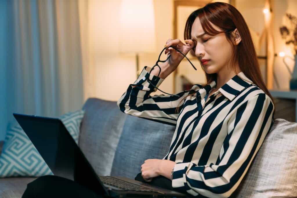 a woman with dry eye