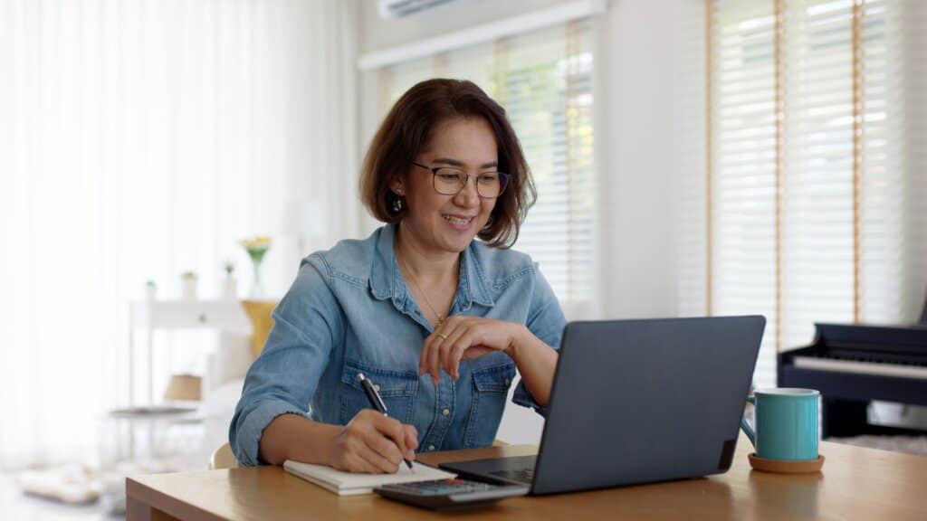 a mature woman working