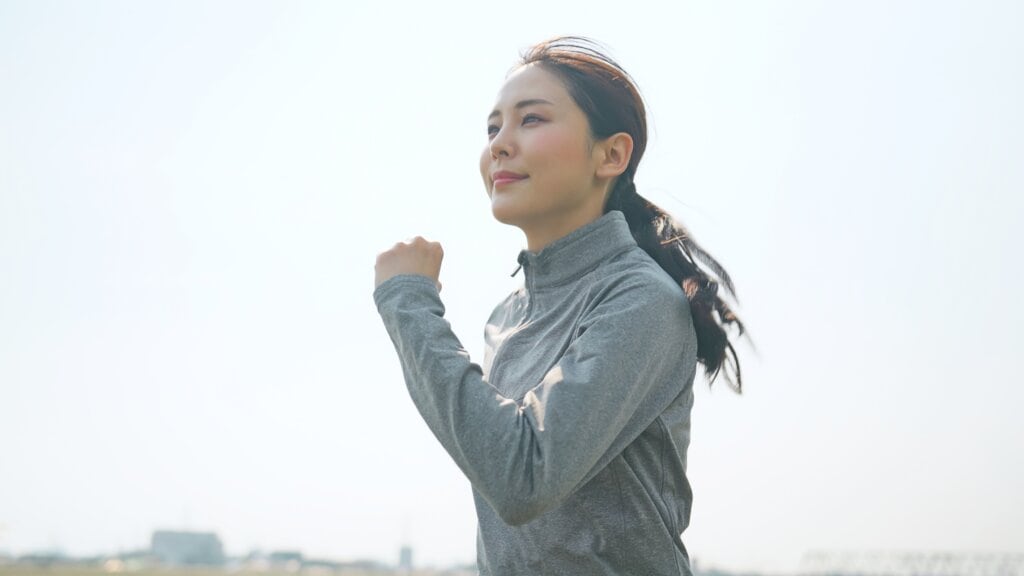 a woman running