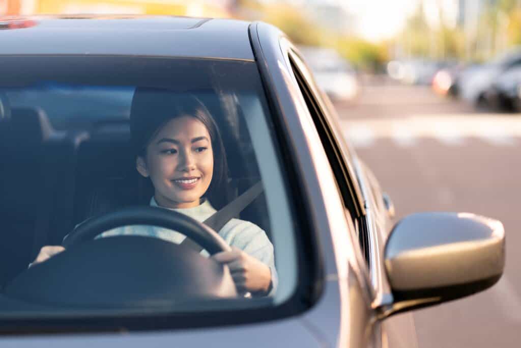 a businesswoman driving