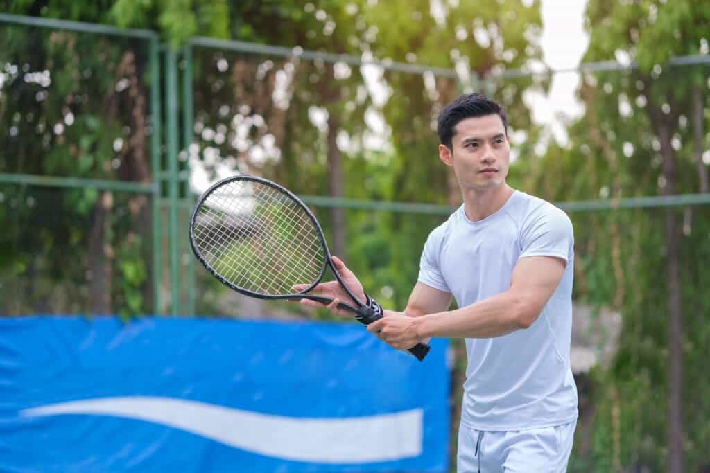 a man playing tennis