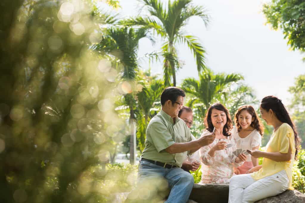group of elderly people bonding