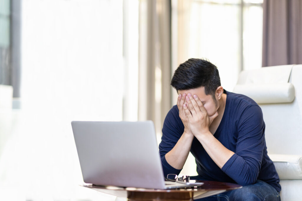 a man with a headache