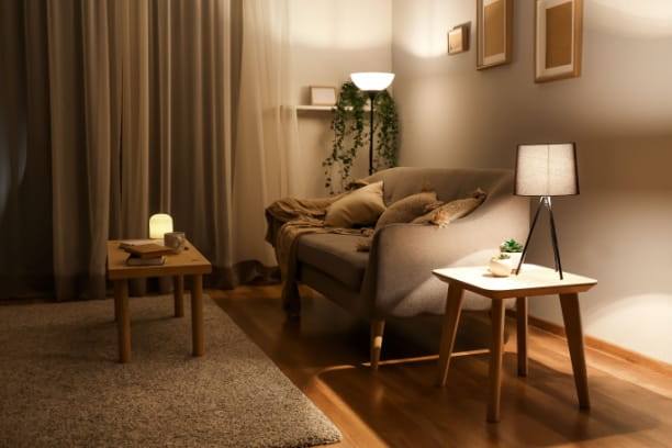 a dimly lit room